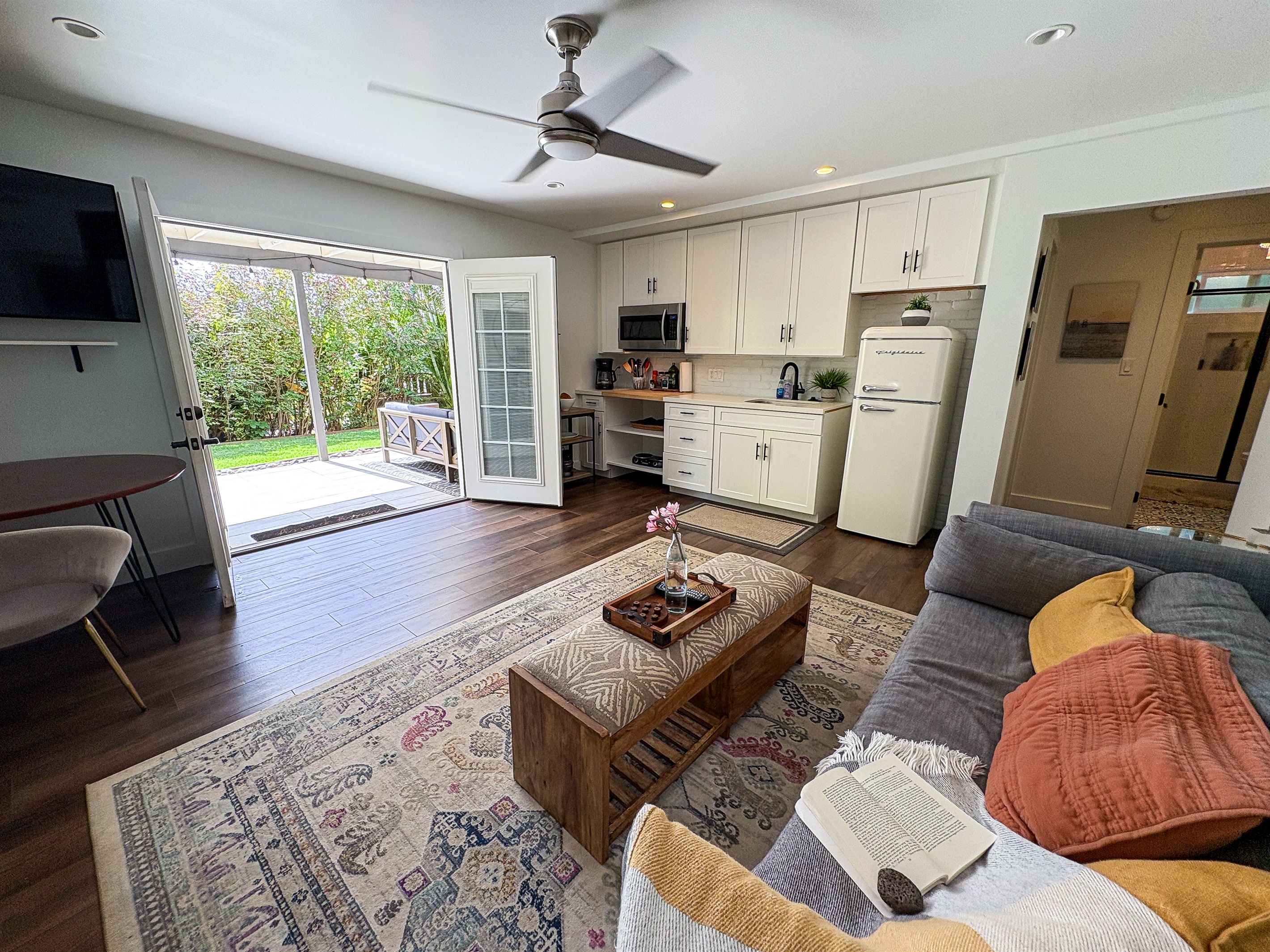 French doors open to your private lanal