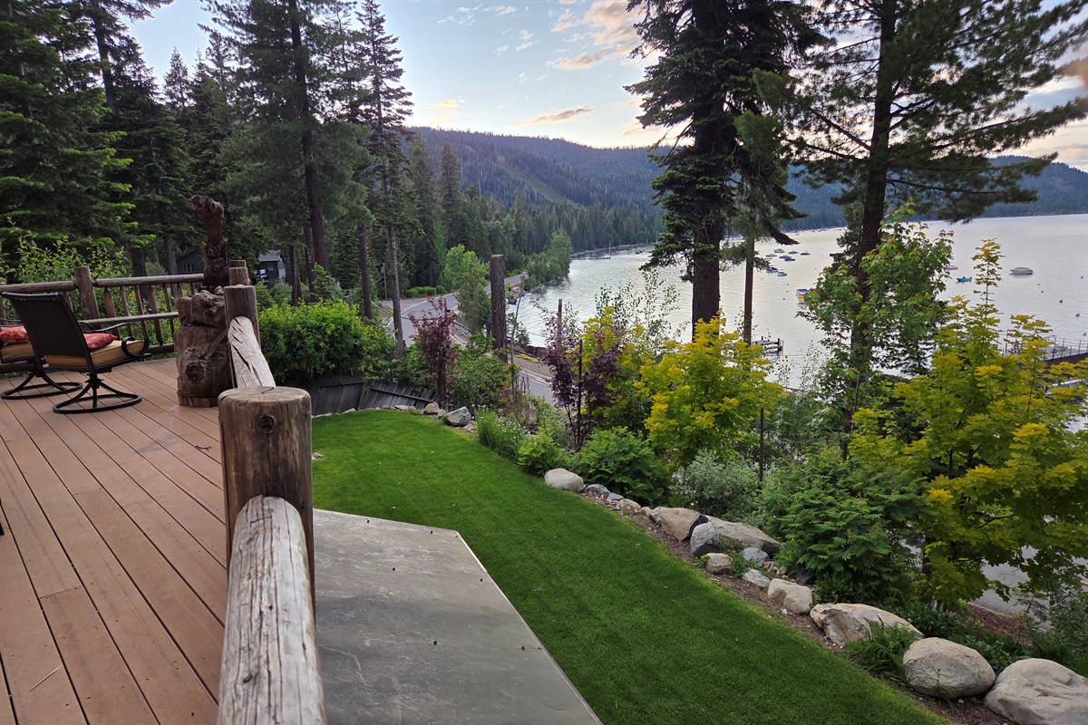 Our lawn area facing the lake.  This will most likely be covered by snow in the winter and not be green in the in between seasons, but this what it looks like in the summer!
