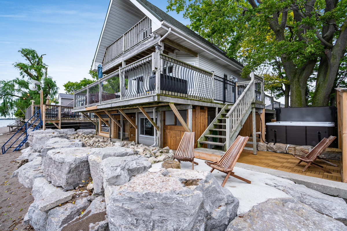 Spacious waterfront retreat with multi-level outdoor living