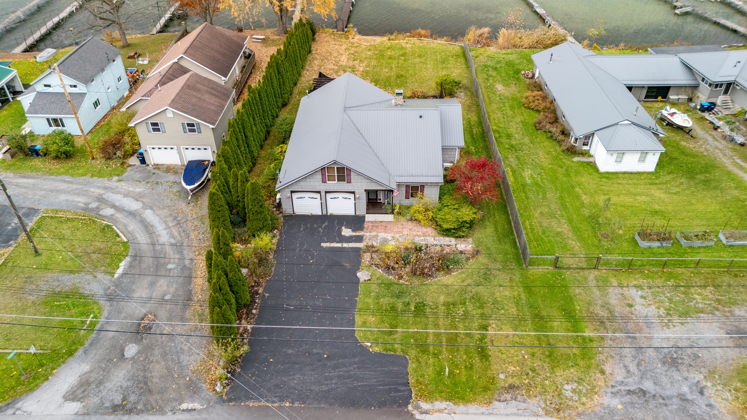 Arial view of the front of the house