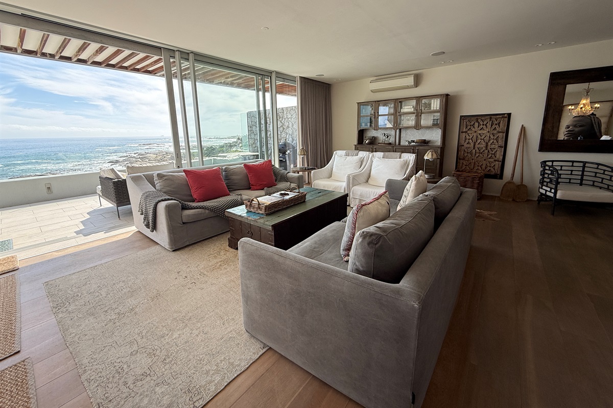 Living area 2 sofas opens to ocean views