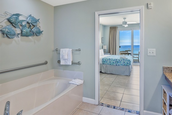 Bathroom 1 through bedroom, Gulf view.