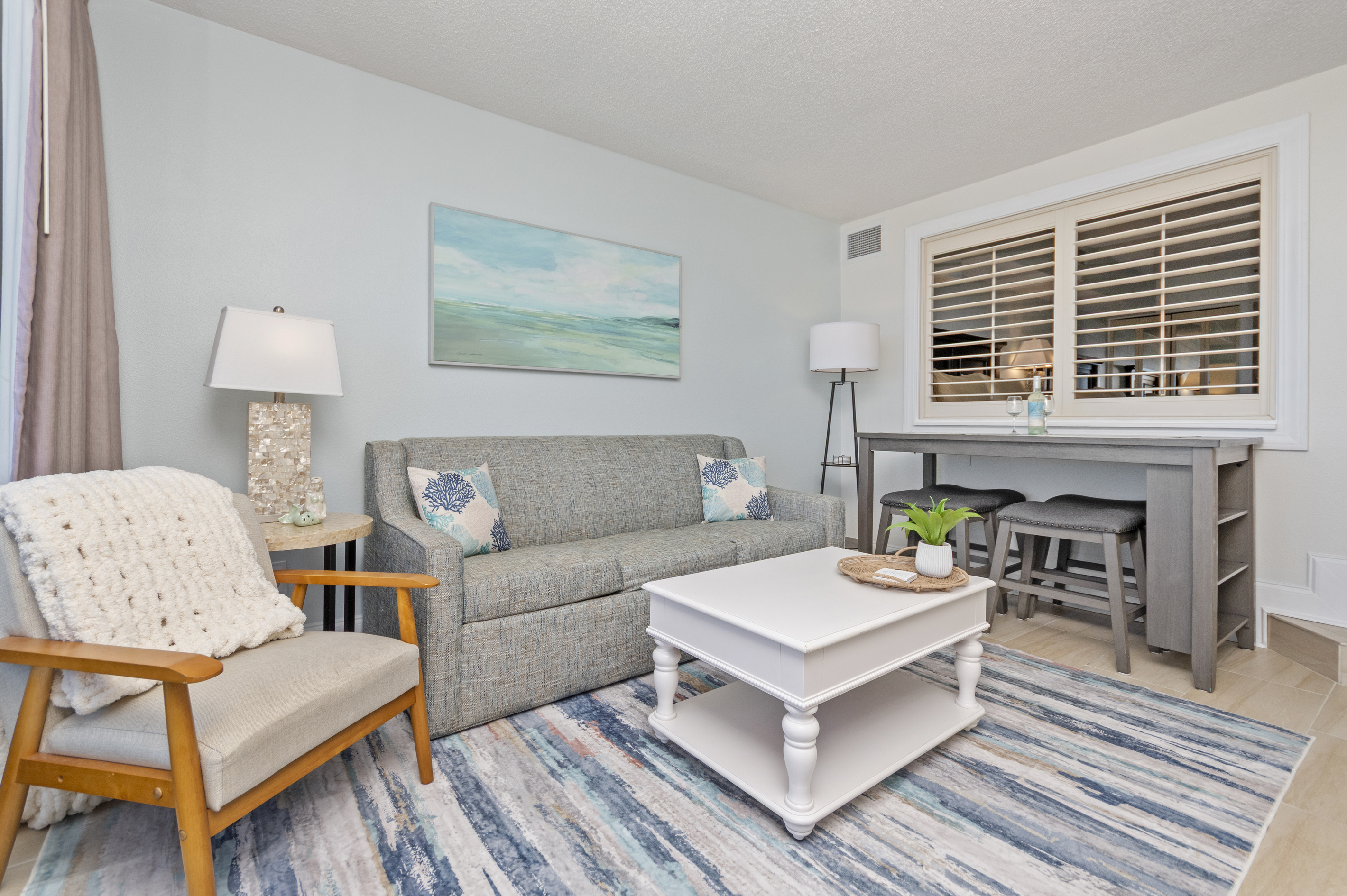 Curl up with a good book, relax on the couch while listening to the ocean, or watch your favorite show all with the sights and sounds of the sea. 