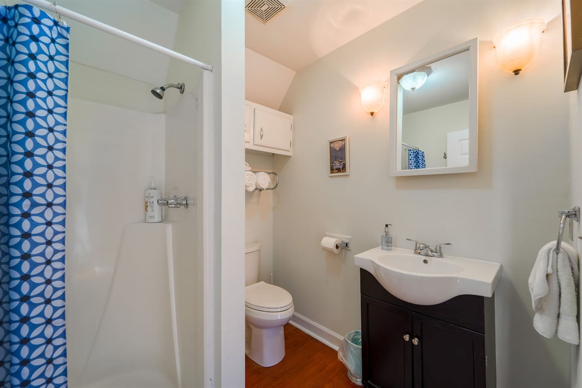 Enjoy the complimentary soap, shampoo, and conditioner that is left for you to use.