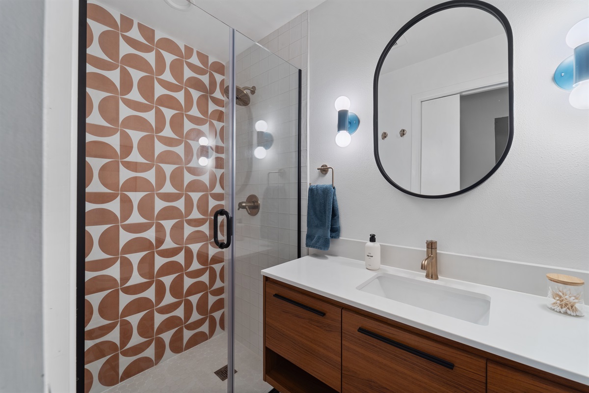 Bathroom w/walk in shower, main floor. 