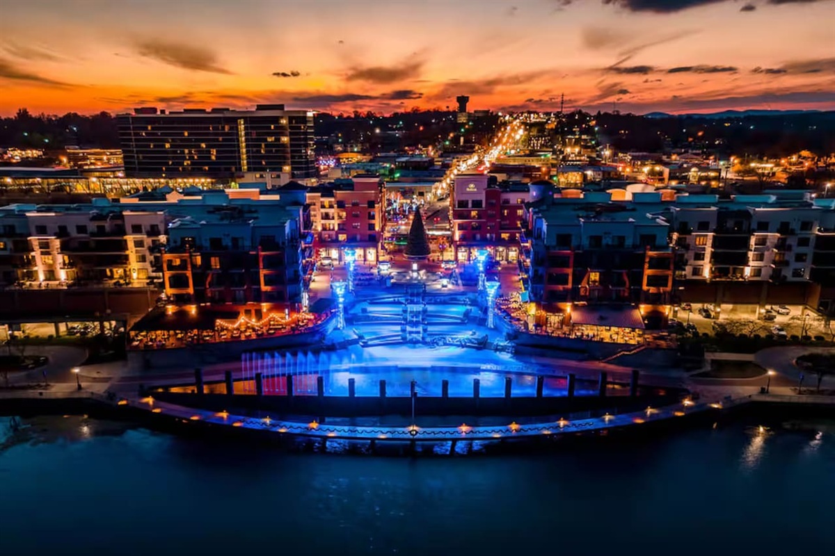 See the water fountains at Branson Landing next to downtown