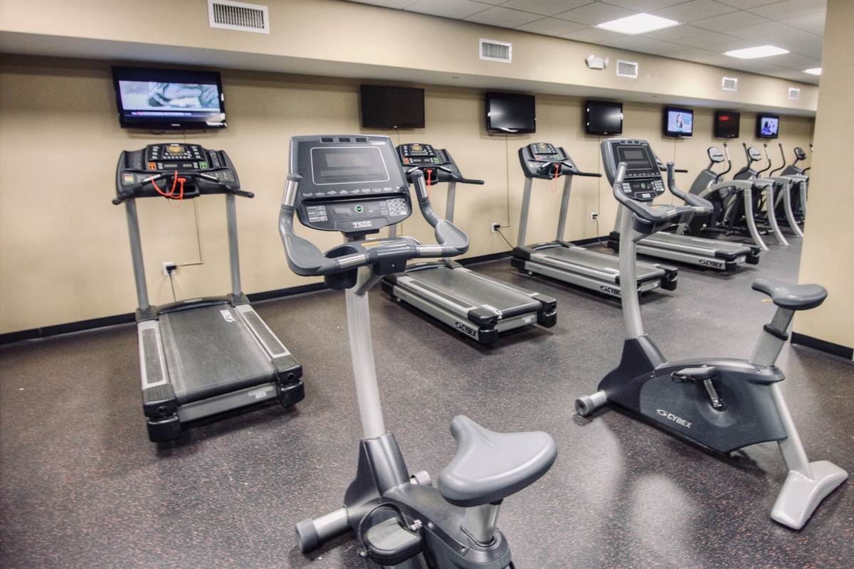 Fitness room, with kids arcade on site.