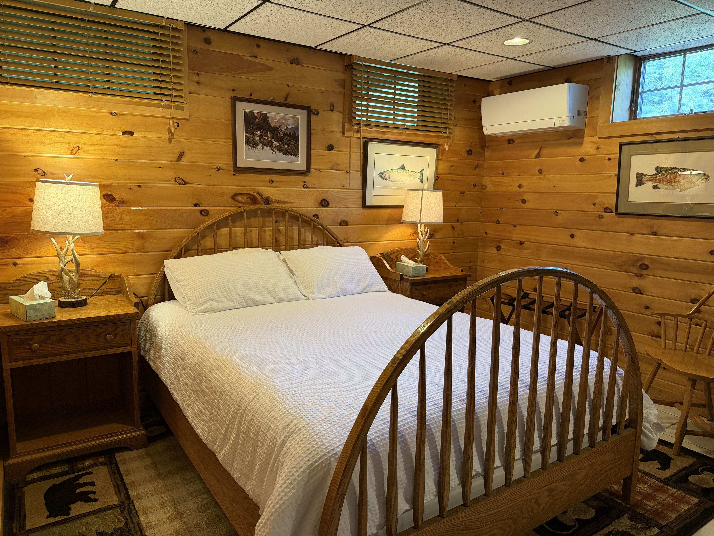 Queen bed in lower level living area