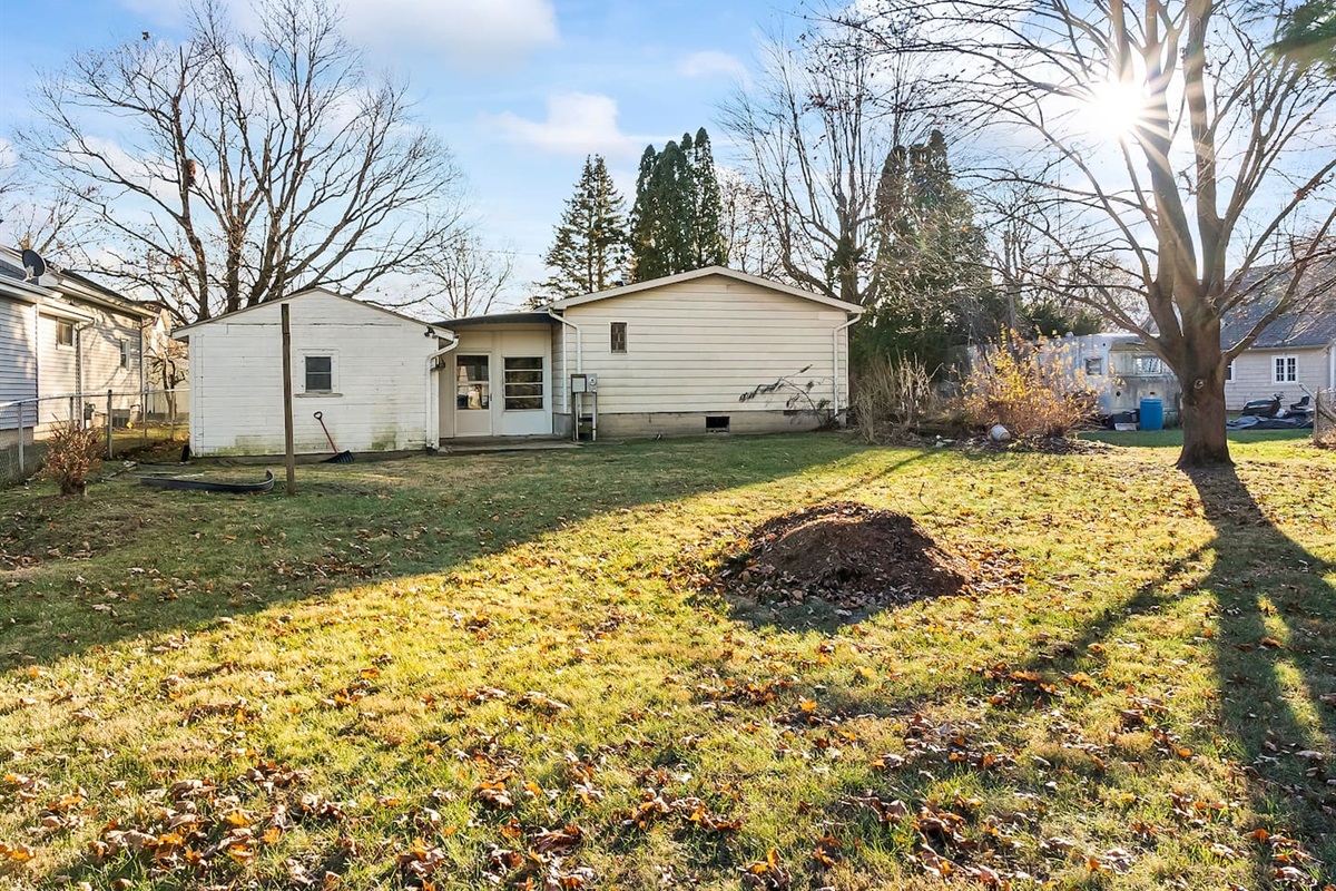 Large open yard perfect for outdoor activities and family gatherings.
