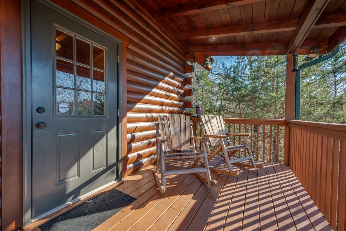 Main level deck with seating