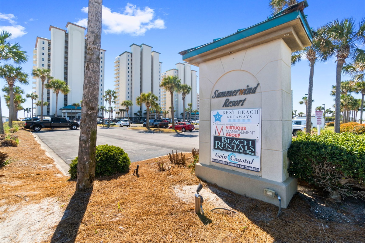 The beautifully maintained entrance welcomes guests to a beachfront getaway centered around comfort and convenience.