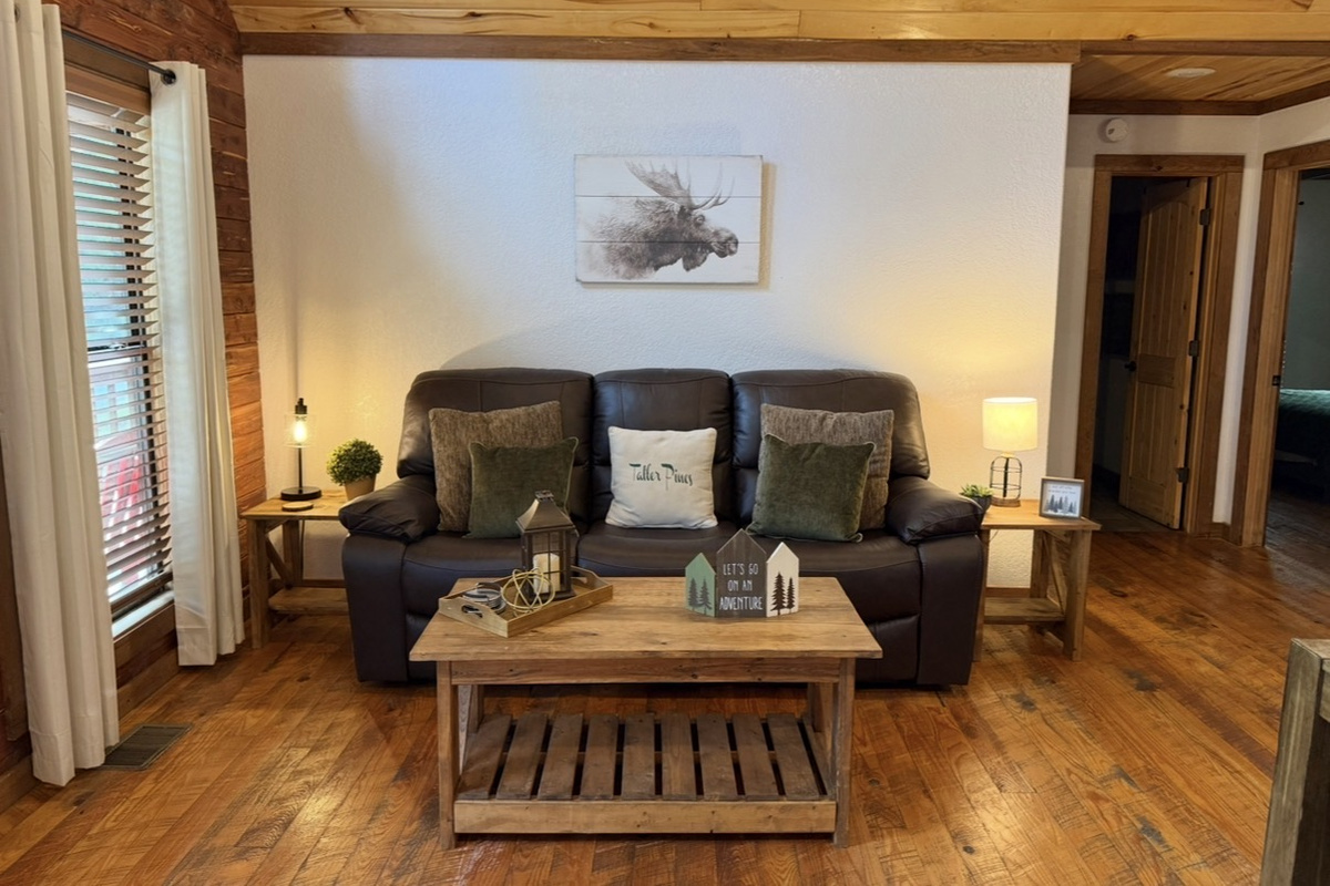 New! Leather recliner couch in main living space