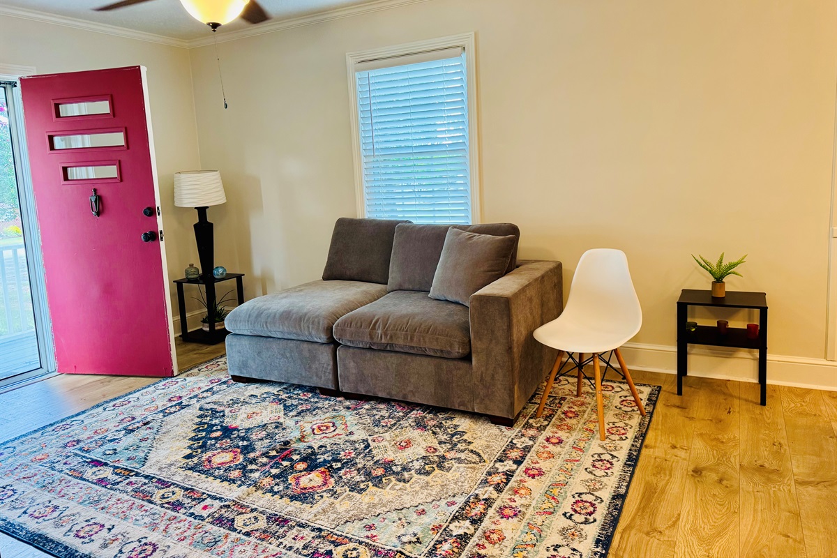 Living Room with 50 in Smart TV.