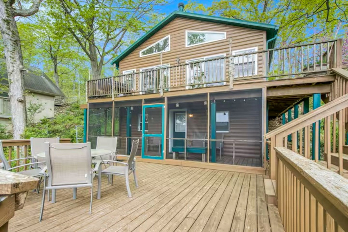 Deck and seating area lower level. 