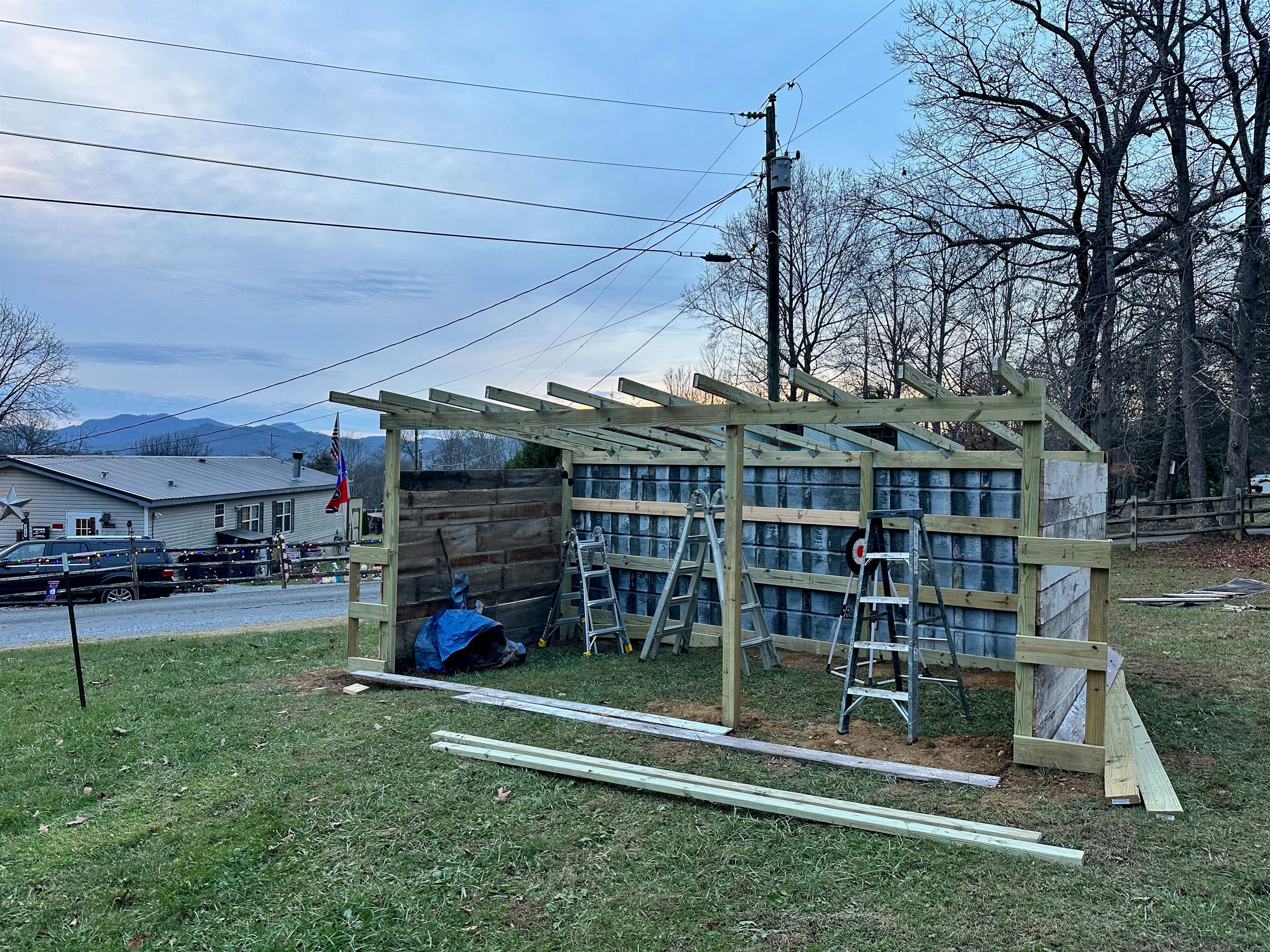 Building our horse stalls.
