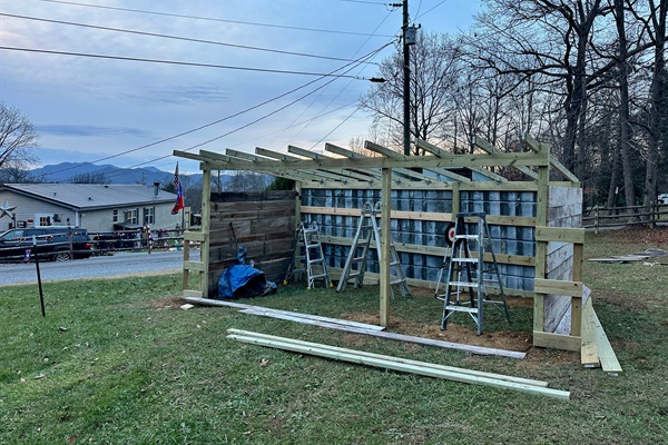 Building our horse stalls.