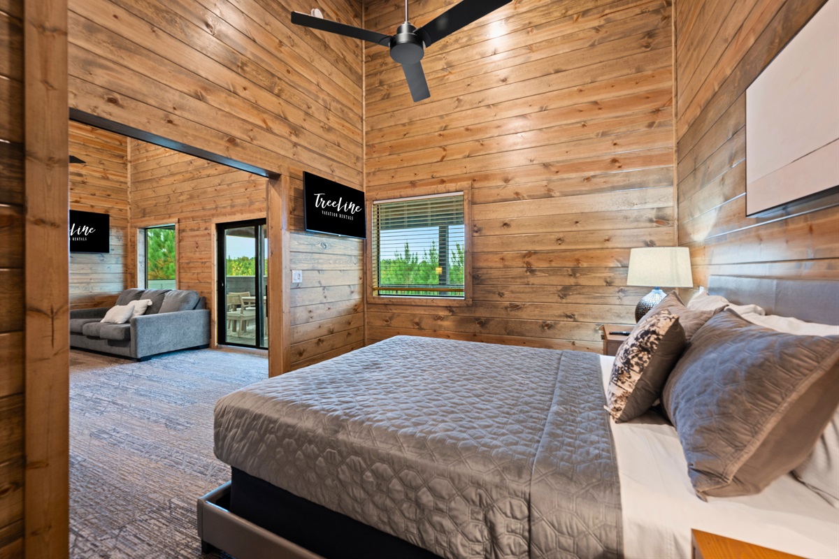 Additional angle of Bedroom 3 with TV and natural light.