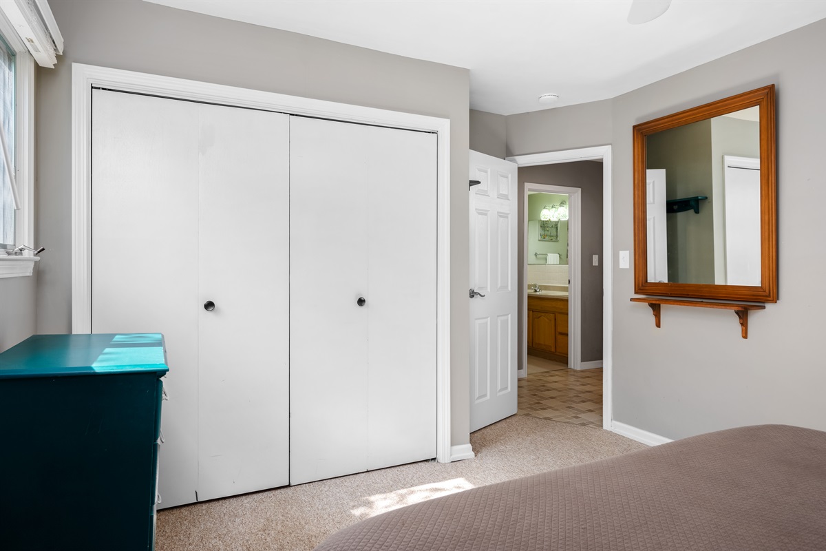 Closet space in main level bedroom for easy storage