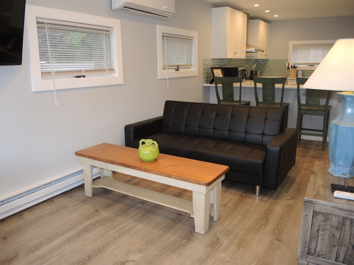 Open living area and kitchen