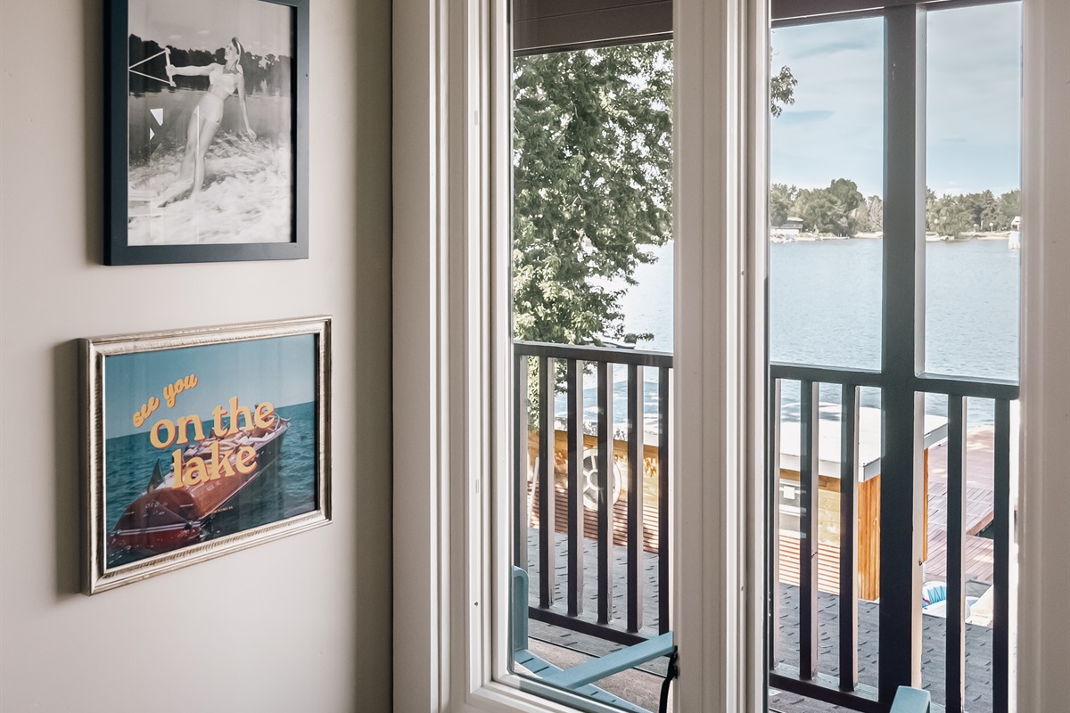 View of the lake from the upstairs landing!