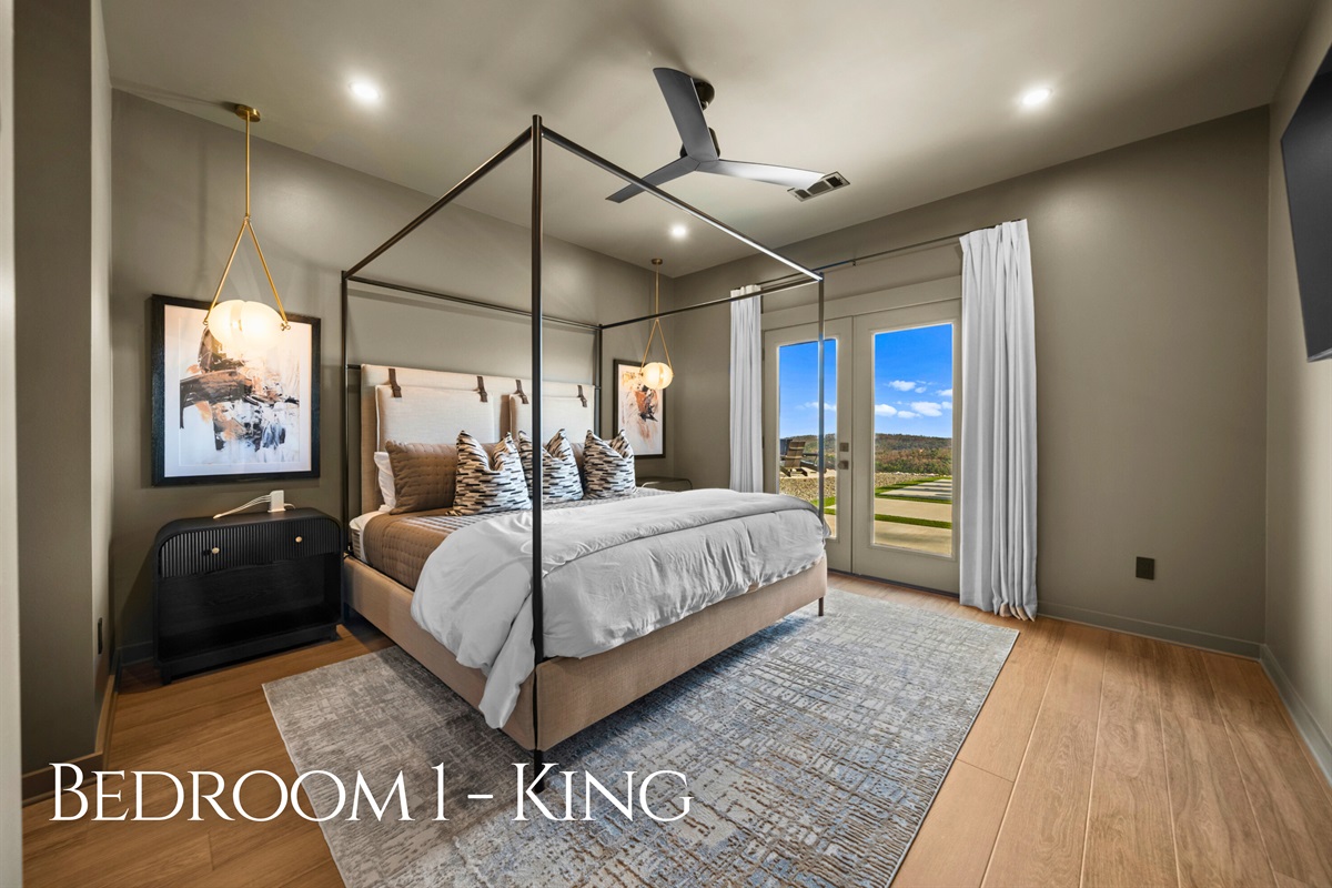 This bedroom feels calm and cozy, with a comfortable bed, soft lighting, and a peaceful setup that makes it easy to truly unwind.