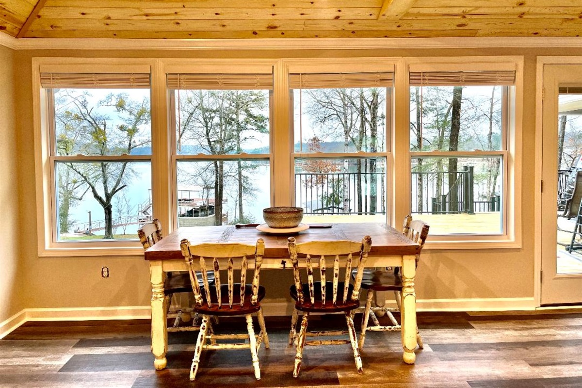 Dining table in the second living area on the main floor