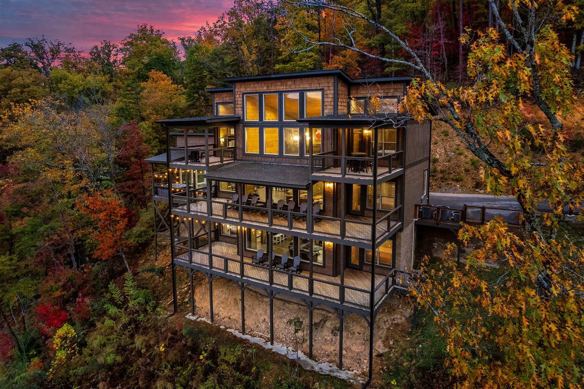 Cozy cabin charm awaits outside