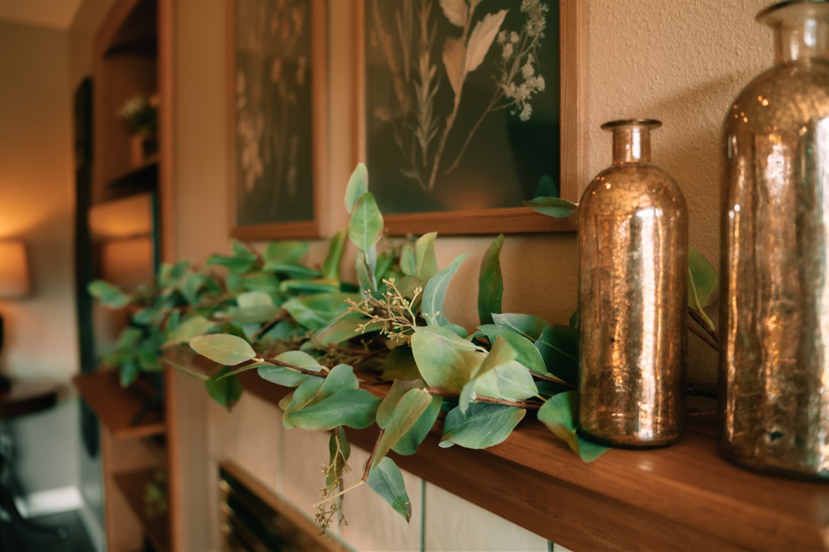 View of fireplace mantel