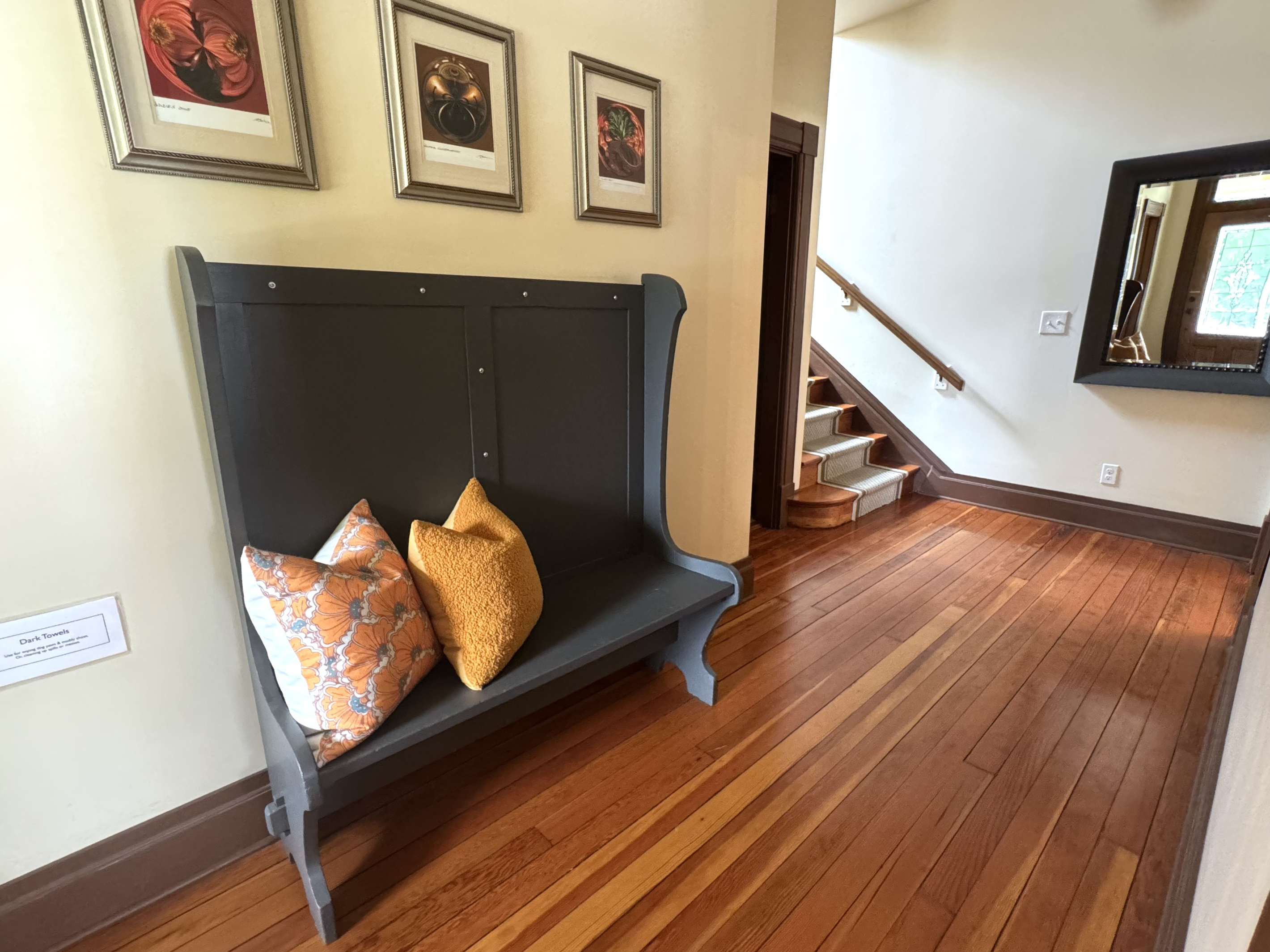Vintage church bench / hallway seating.