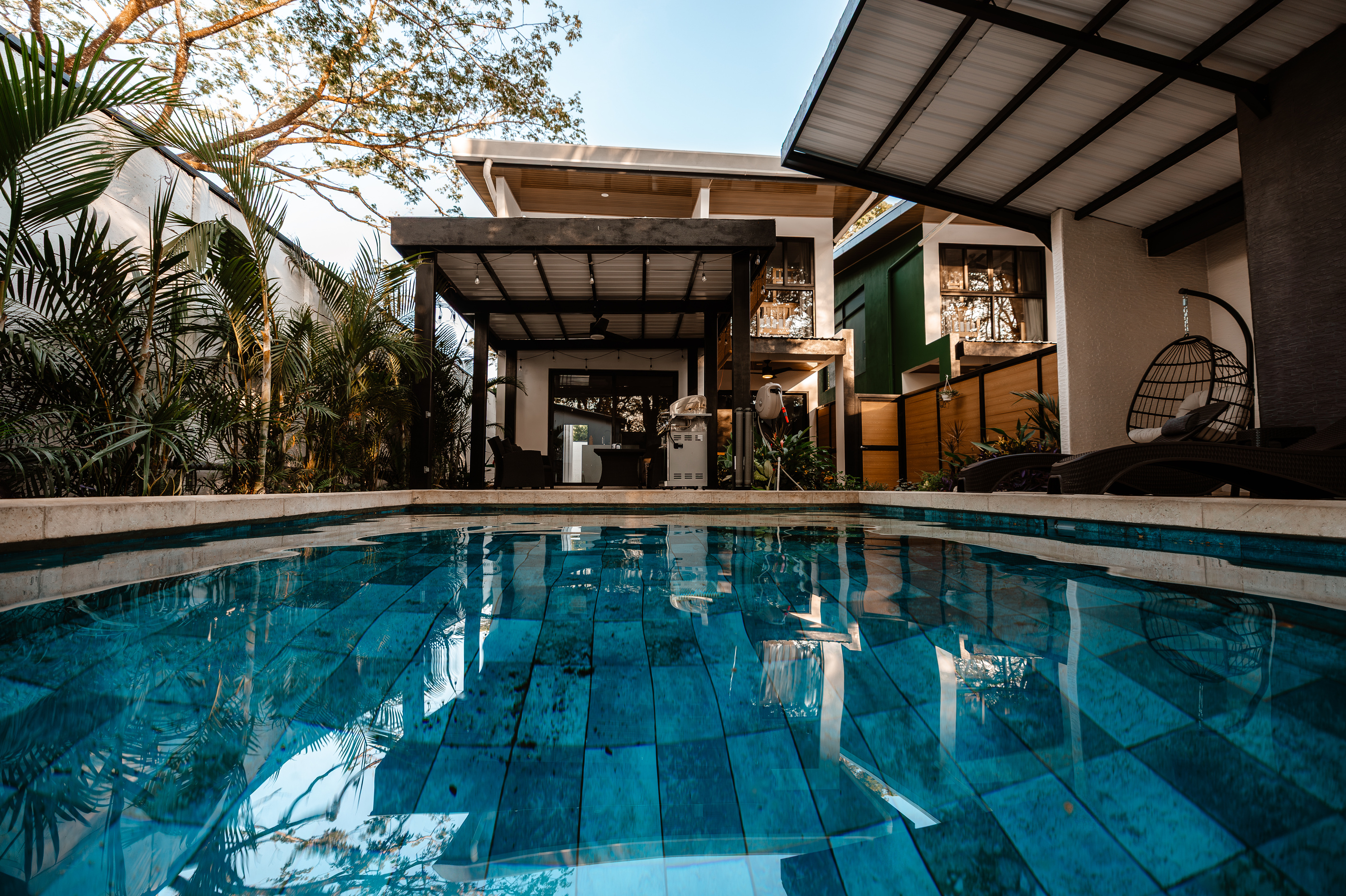 Early morning stillness by the pool