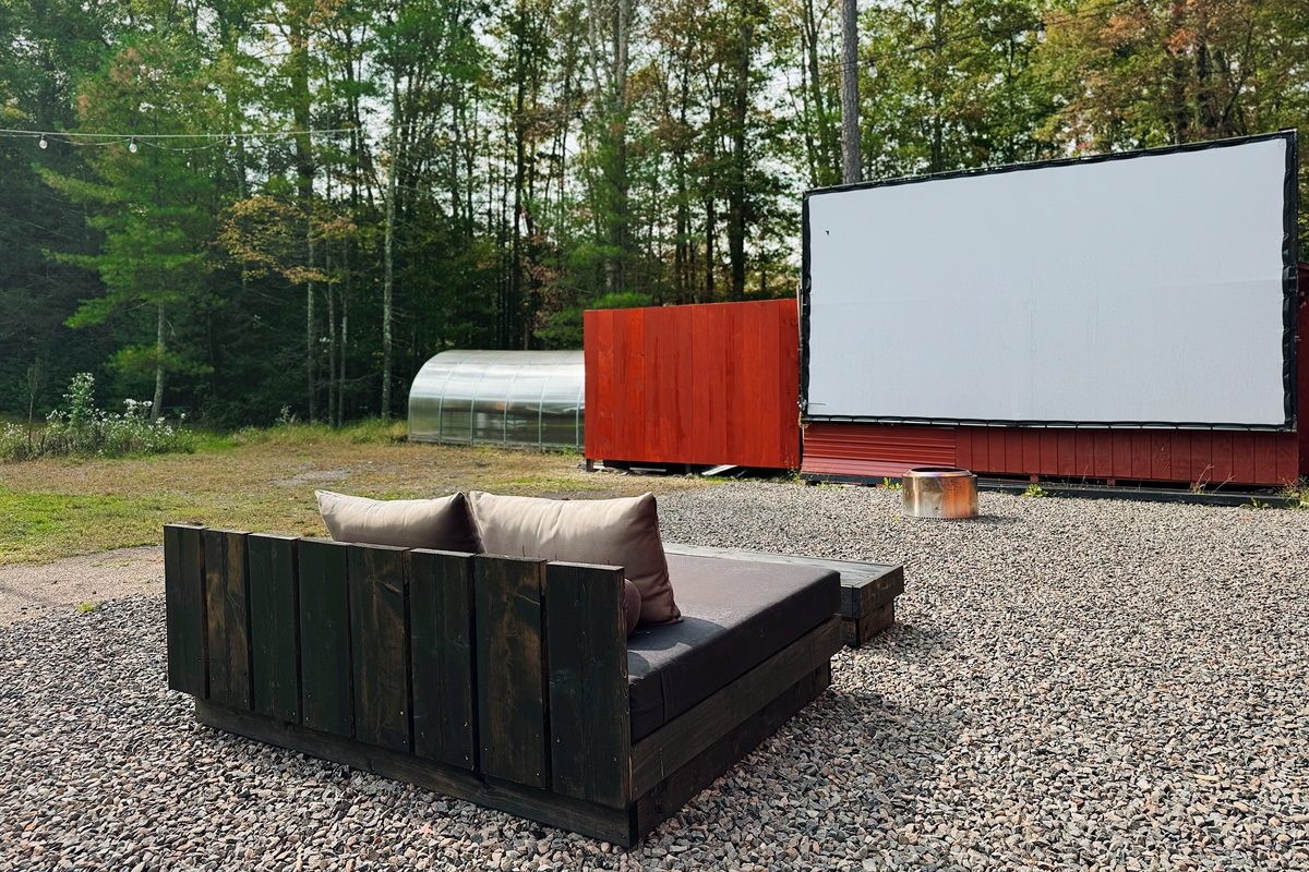 Queen-sized couch for stargazing or summer movies.