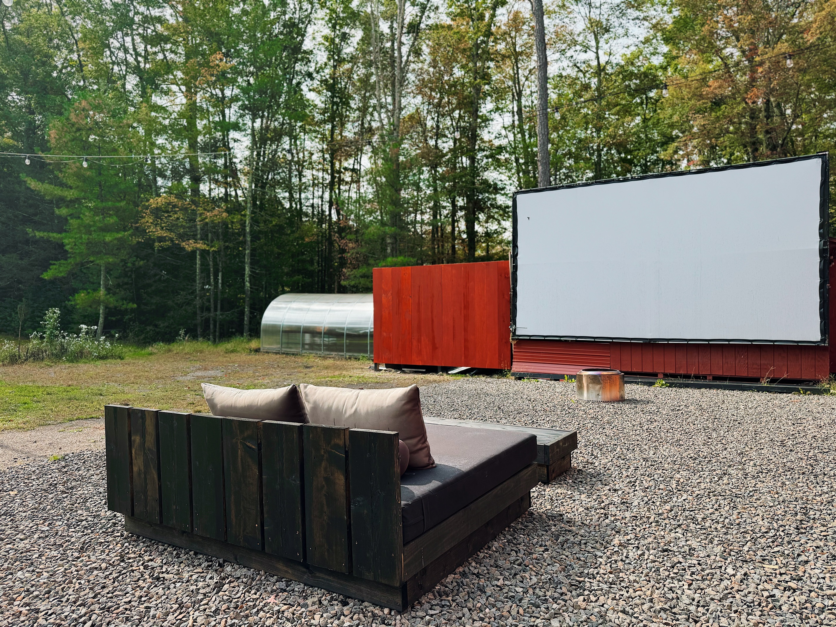 Queen-sized couch for stargazing or summer movies.