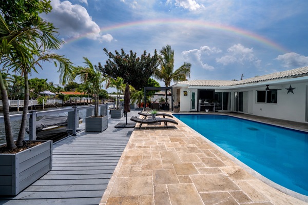 Private covered patio for outdoor entertaining