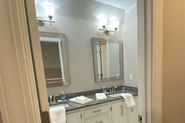 Upstairs Bath - Lovely Tiled Shower with Tub; Double sinks.