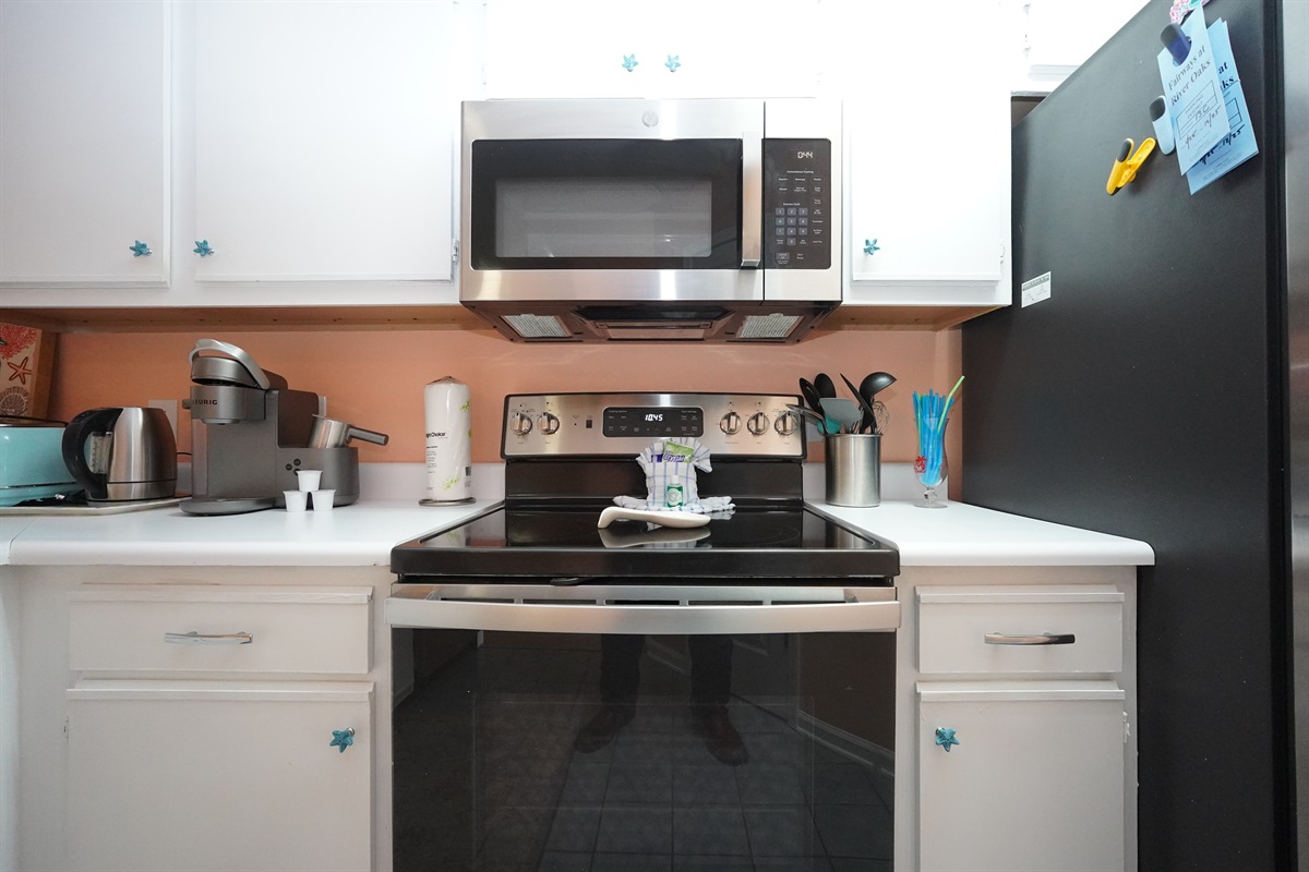 Stainless Steel Appliances and even a Keurig