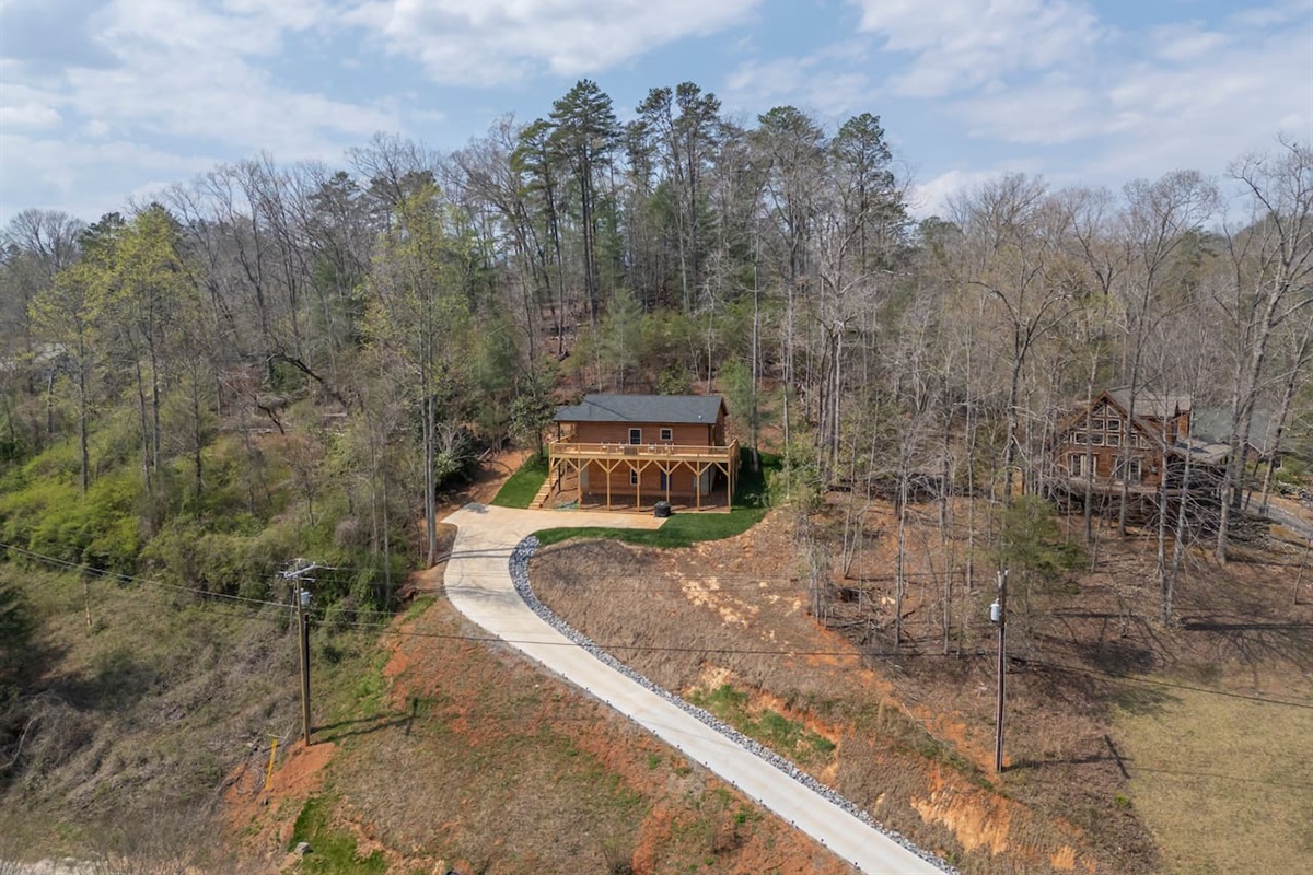 Upper drone view of the cabin