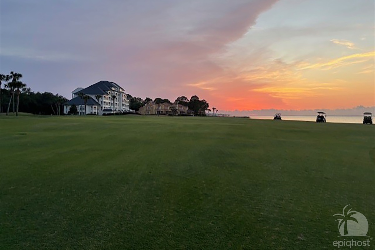 Sunset over the Players Club community