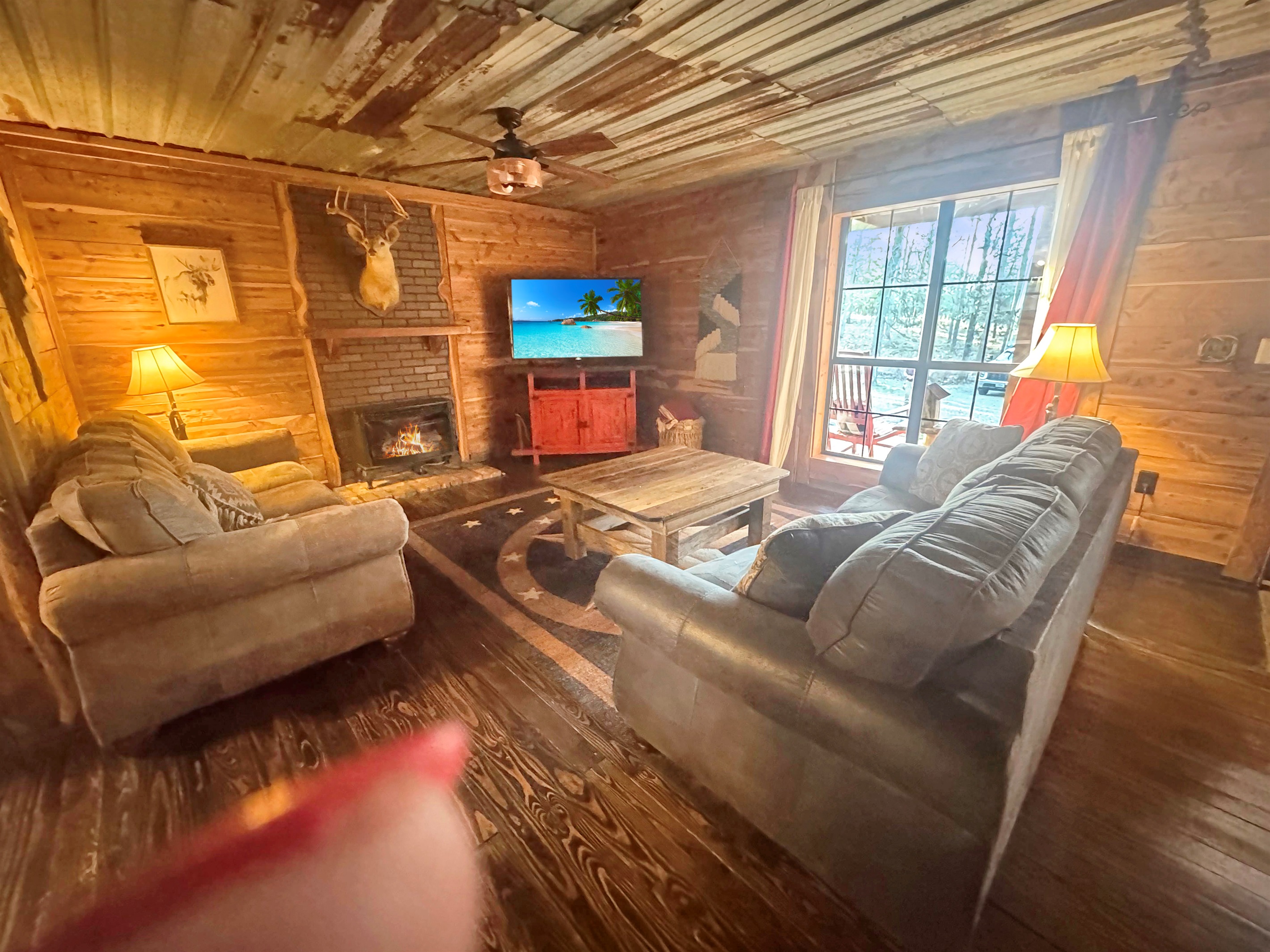 Two oversized couches, one incredible space to relax and reconnect.