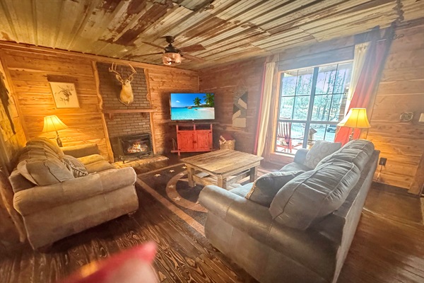 Two oversized couches, one incredible space to relax and reconnect.