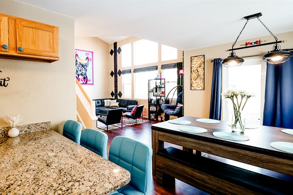 Enjoy meals with family or friends at the spacious dining table.