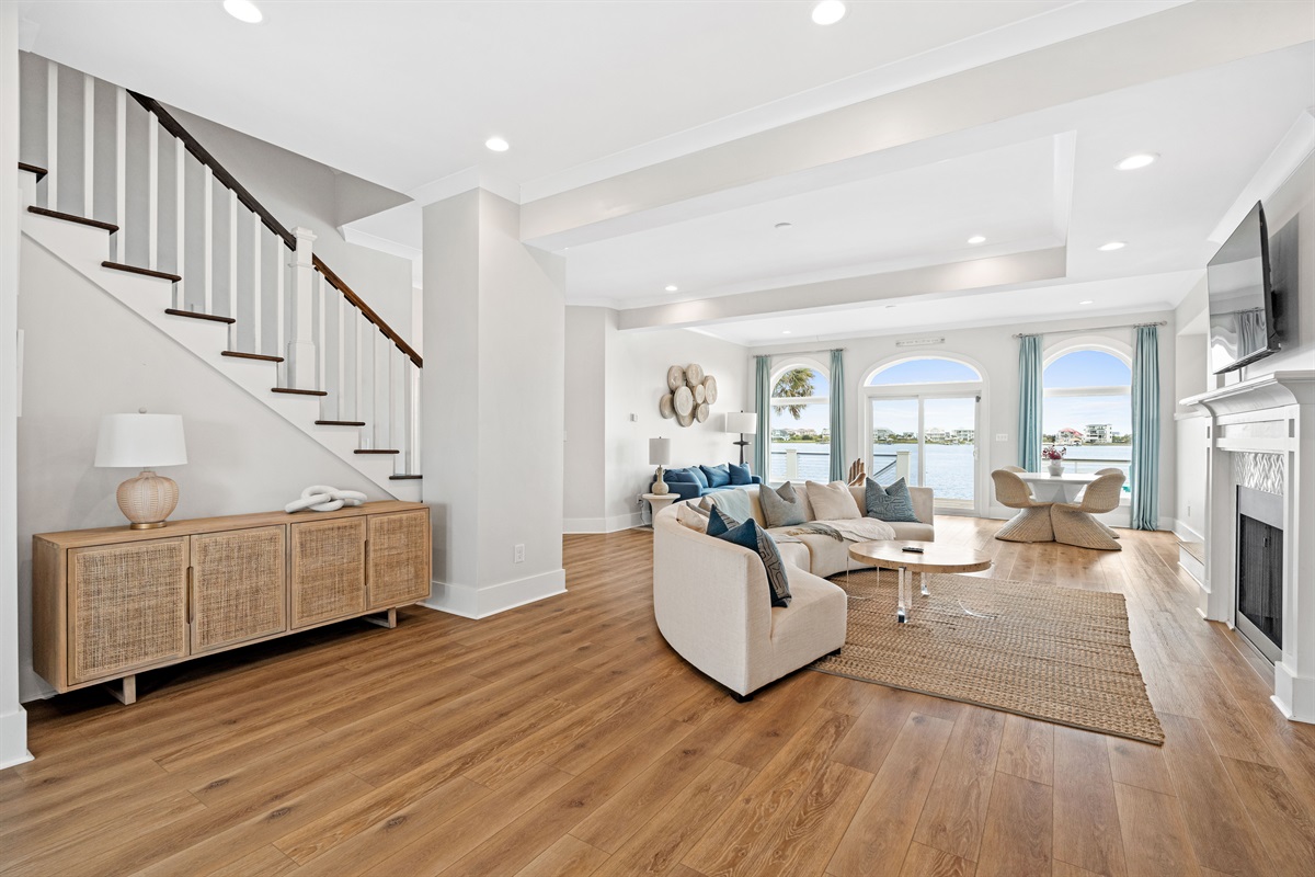 Spacious main floor designed for comfort and connection with room for your whole group to spread out