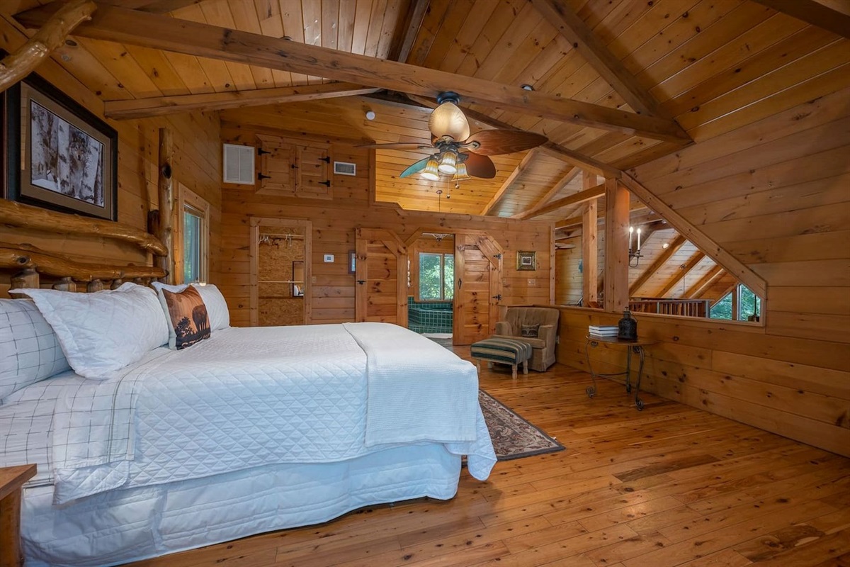 Upstairs Master Bedroom 1 with French Doors to private deck