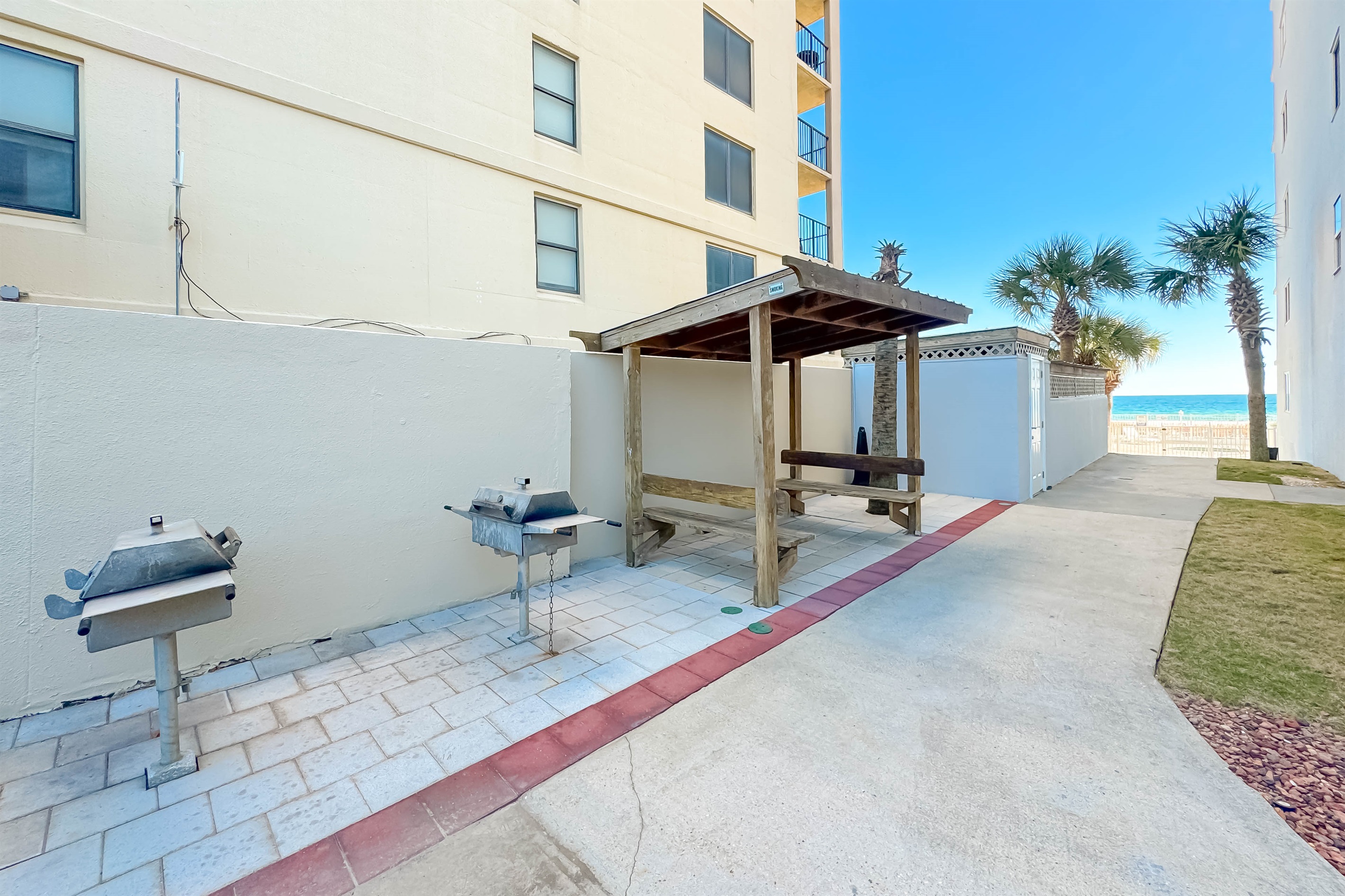 This communal grilling area provides a space for residents and guests to enjoy outdoor cooking and socializing.