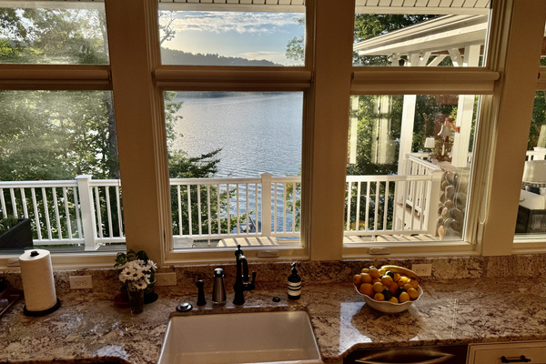 Take in breathtaking sunsets and lake views while preparing your favorite meals