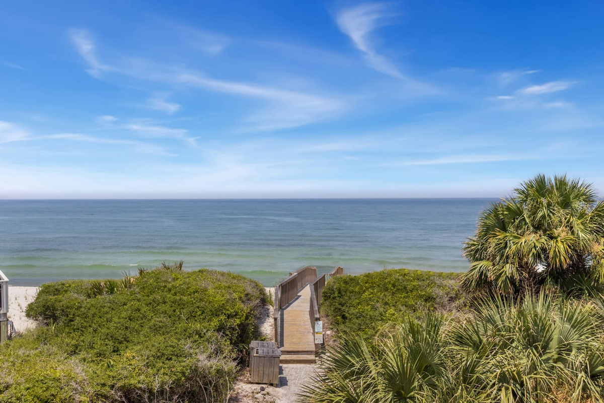 The Gulf is right there &mdash; visible from the deck, the master suite, and practically every window that faces the water.