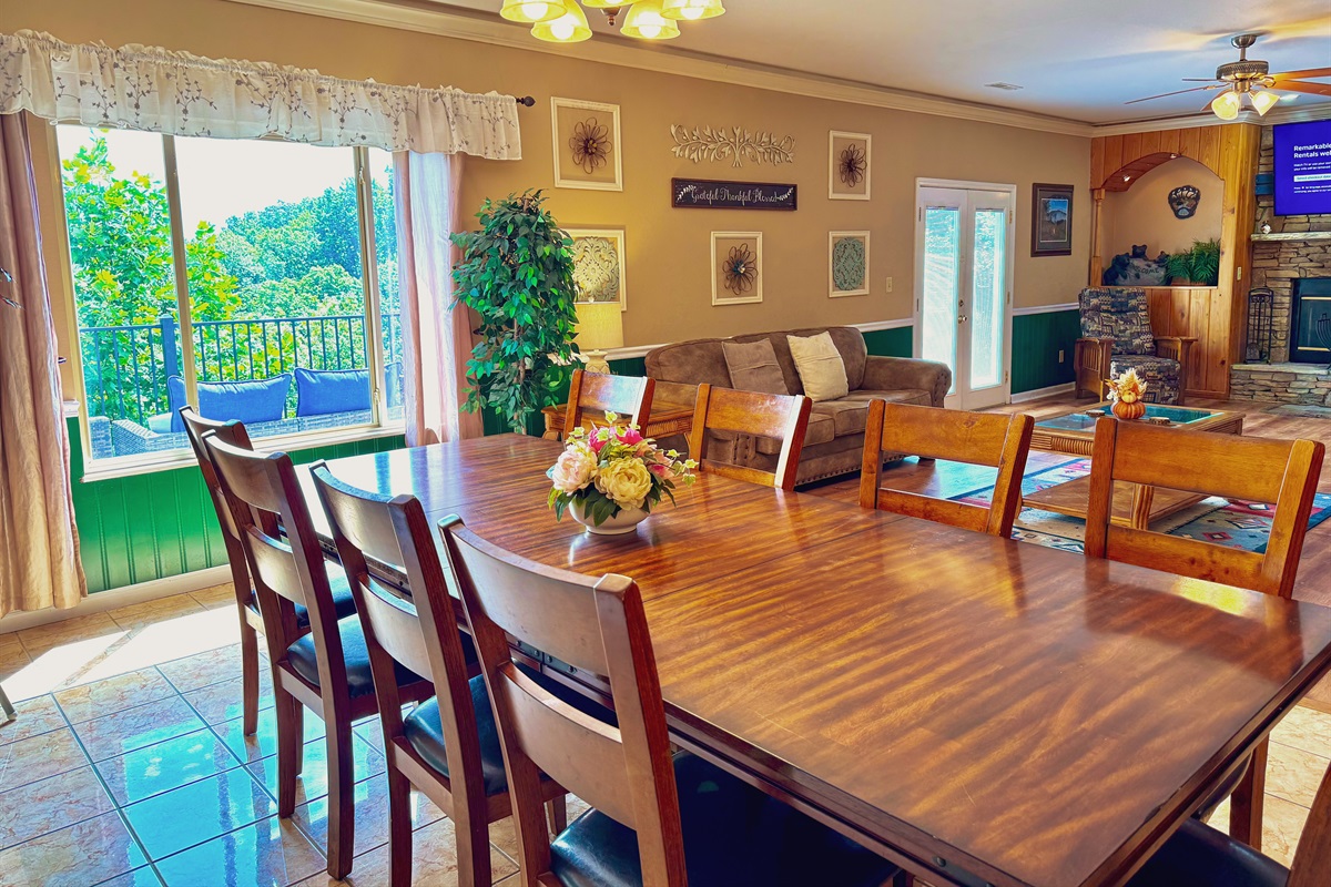 Dining with a view and open to the living area.