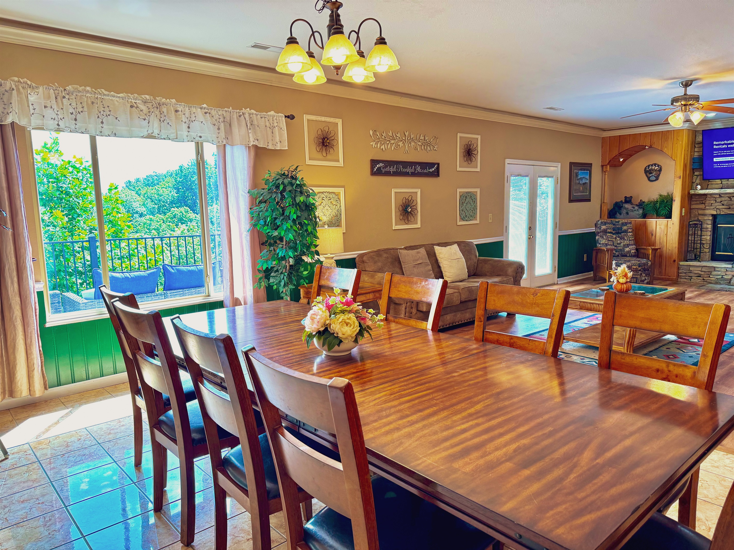 Dining with a view and open to the living area.