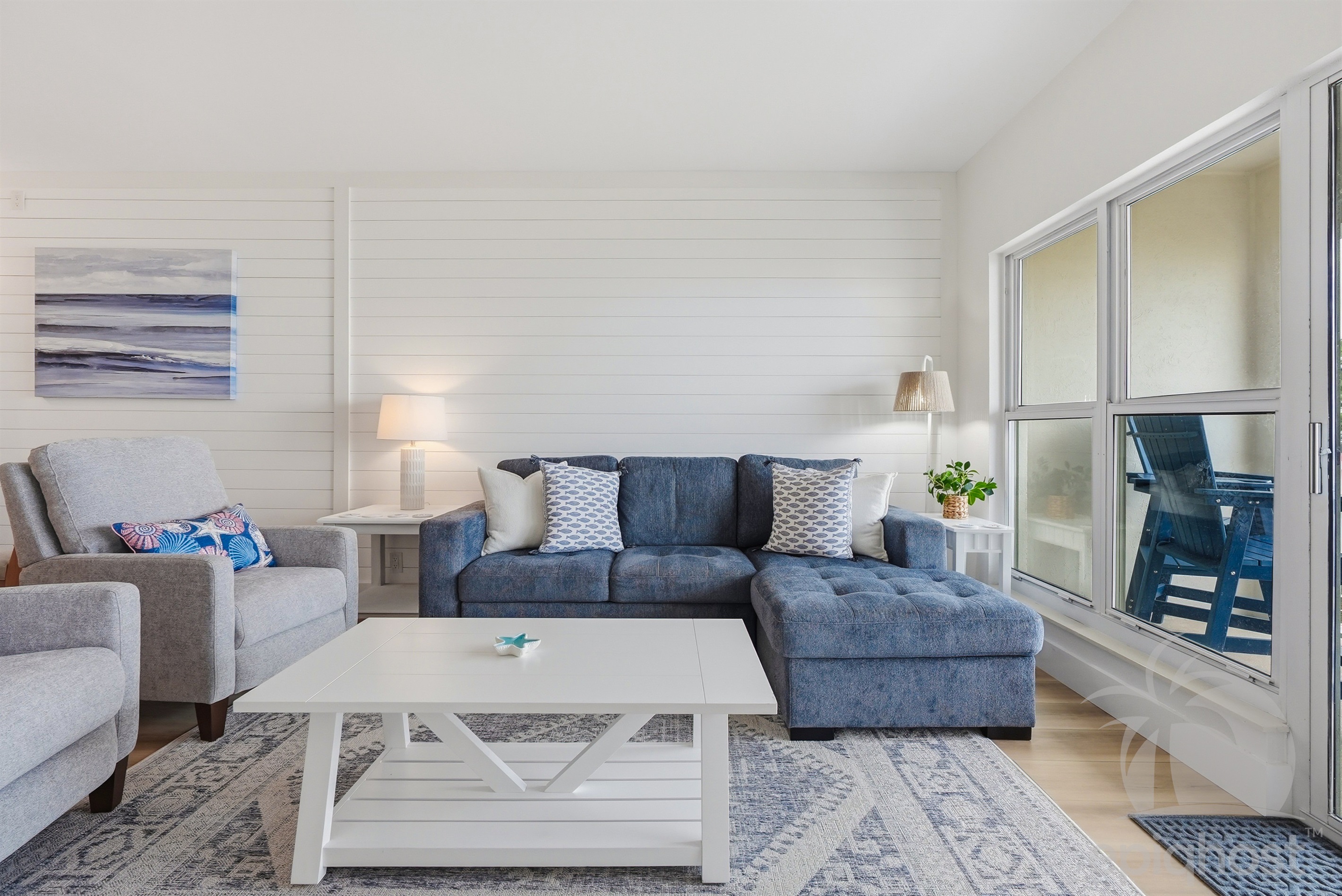 Coastal living room with comfortable seating