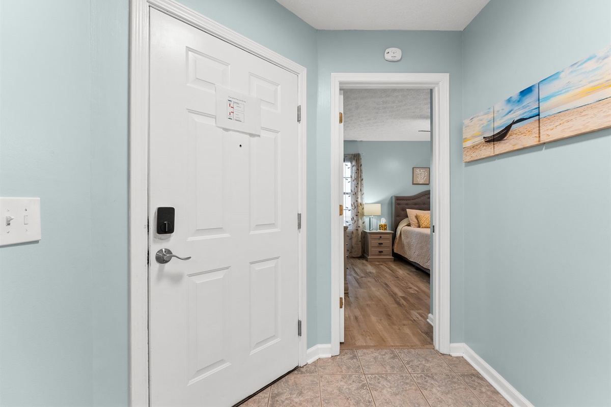 Entry door with smart deadbolt lock