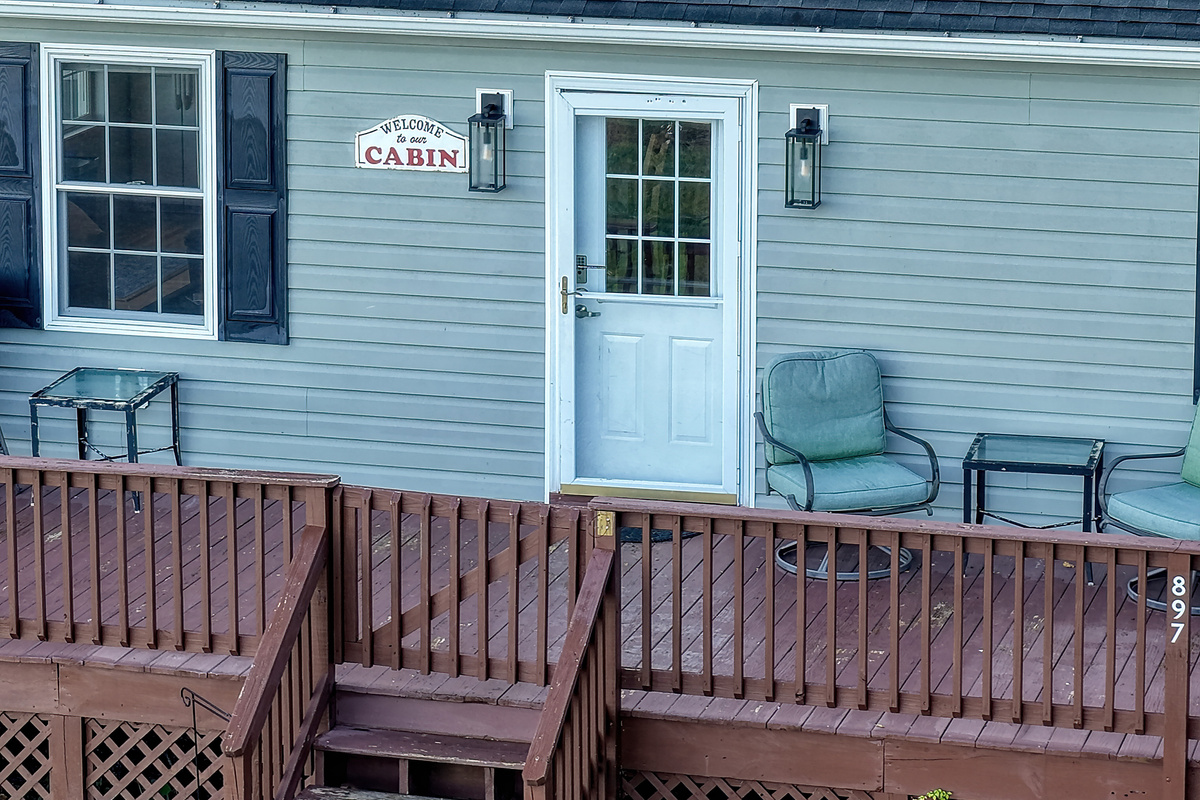 Ariel view of the front door. NOTE: we do have 5 steps up from the ground to reach the front door.